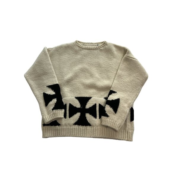 Enfants Riches Deprimes ERD “Apres Defile” Iron Cross Sweater in Cream - Picture 1 of 3